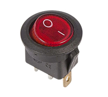 Выключатель клавишный круглый 250V 6А (3с) ON-OFF красный с подсветкой Rexant 36-2570